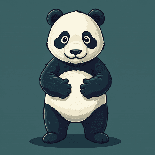 A friendly panda mascot character.