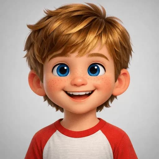 A smiling child character used in personalised books